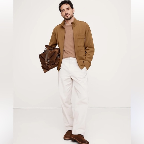 Banana Republic Men’s Ponte Zip Up Chore Coat Jacket Hazel Gaze Medium - Picture 2 of 14